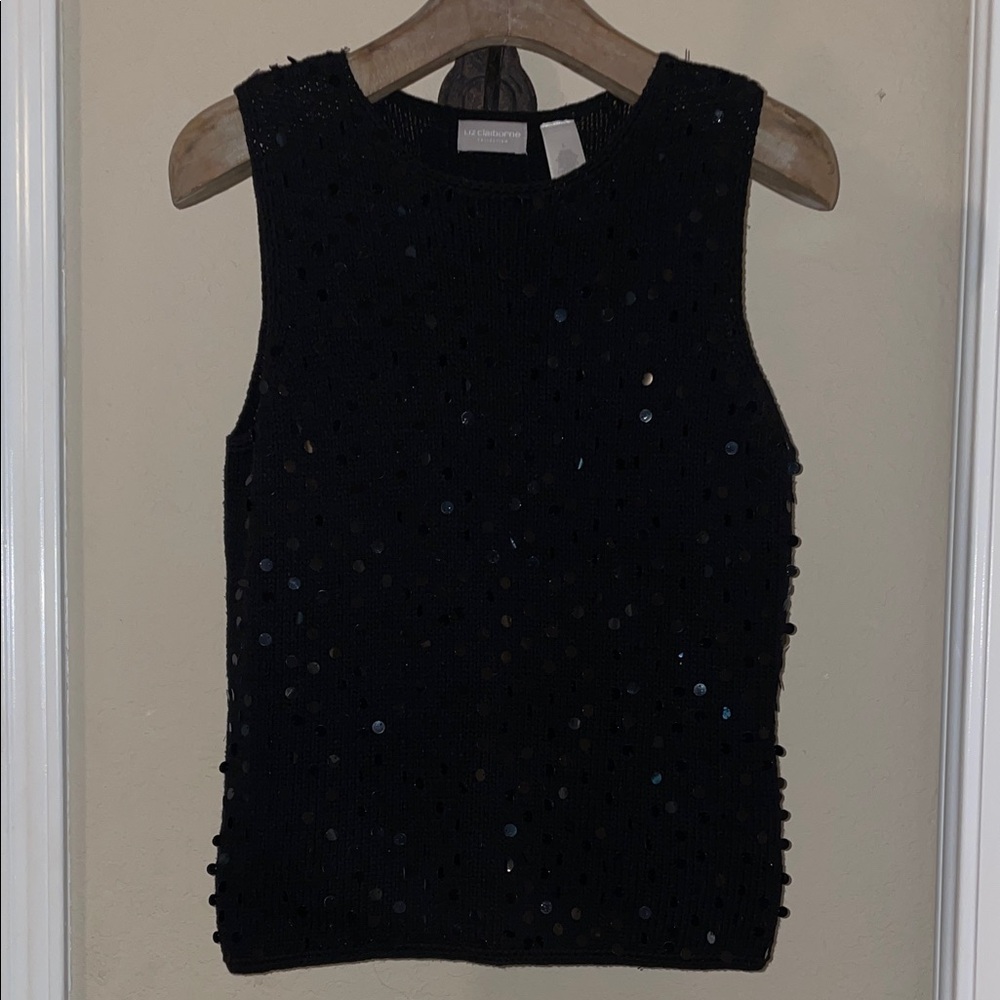 Liz Claiborne Black Sequin Tank Top